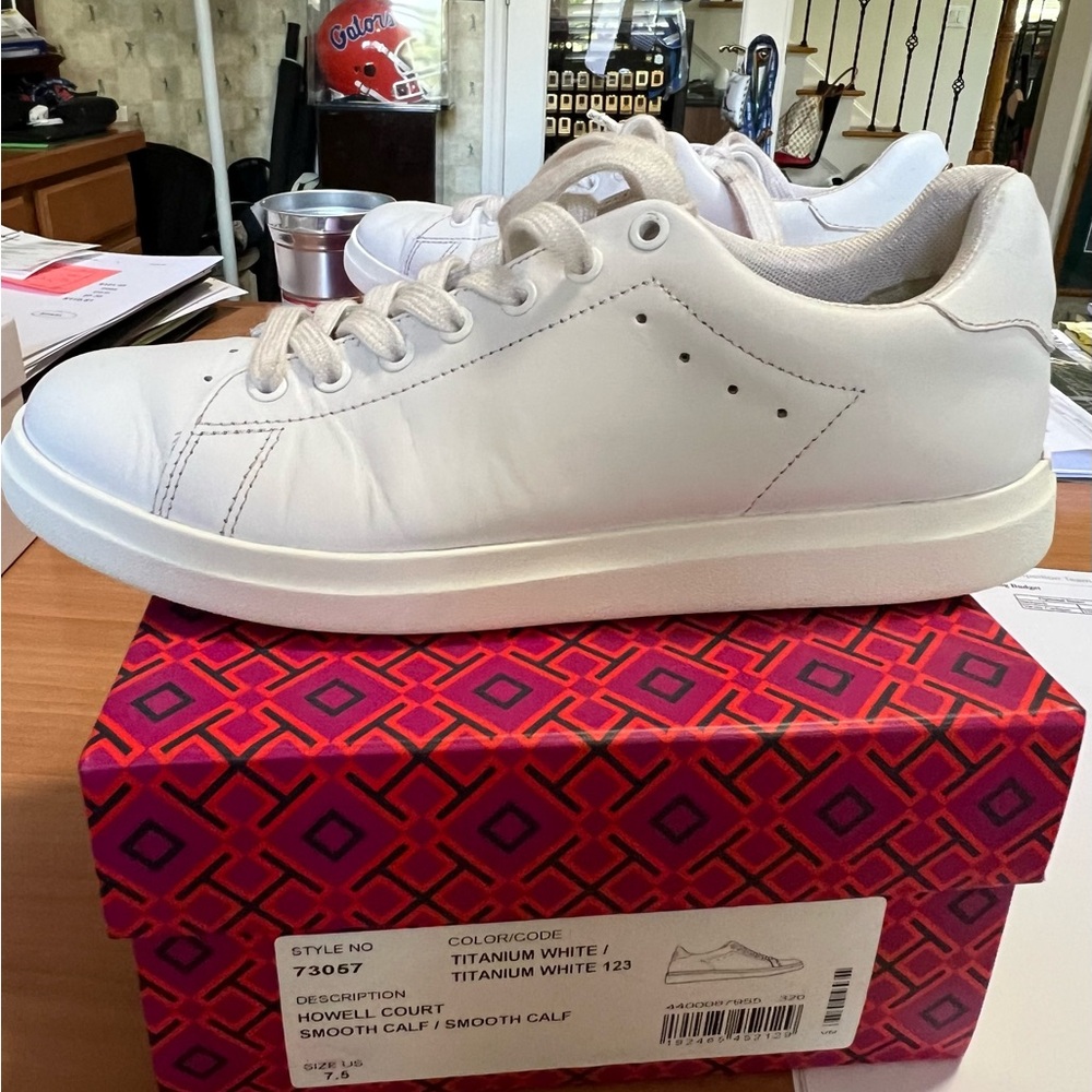 Tory Burch Titanium White Smooth Calf Sneakers